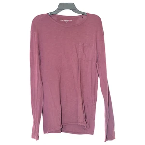 John Varvatos Shirt Mens Medium Maroon Front Pocket Garment-Dyed Pullover Tee - Picture 1 of 9