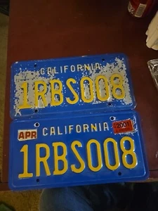 Pair Of California Blue Yelllow License Plates - Picture 1 of 2