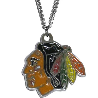 Colar de corrente Chicago Blackhawks 22" logotipo de metal joia licenciada NHL LG - Imagem 1 de 3