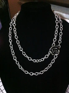 OOAK SILVER ROSE CHAIN NECKLACE/JEWELRY FASHION/MOTHERS DAY GIFT/ROSE NECKLACE - Picture 1 of 6