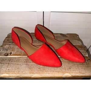 Michelle McDowell Damen spitz zulaufende D'Orsay flache Schuhe rot Slipper Größe 8 - Bild 1 von 10