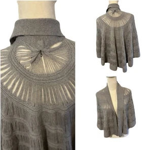 Cárdigan Lana vintage años 60 tejido a mano lana capa Austria gris chal S-L - Imagen 1 de 9