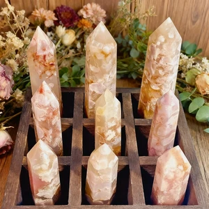 Wholesale Lot 1 Lb Natural Flower Agate Tower Point Healing Reiki Obelisk Energy - Picture 1 of 3