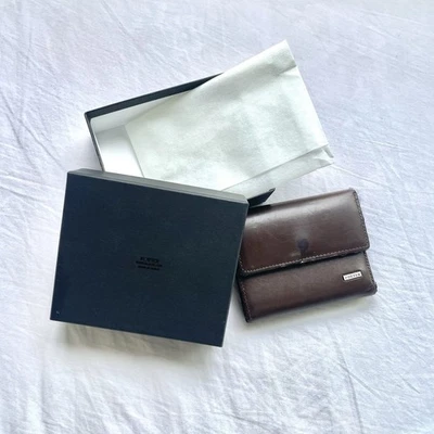 PORTER Yoshida & Co. Cartera Triple de Cuero Marrón con Caja Hecha en Japón Hombre Foto 1 de 4