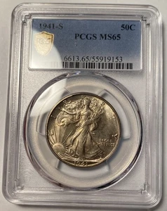 1941-S Walking Liberty Half Dollar PCGS MS65 Original Toning - Picture 1 of 4