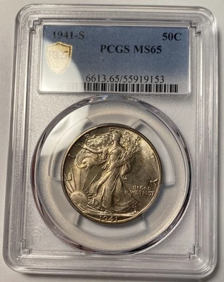 1941-S Walking Liberty Half Dollar PCGS MS65 Original Toning - Image 1 of 4