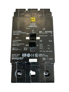 Square D EDB34125 125A 3 pole 480Y/277VAC 25kA bolt on Circuit Breaker - Picture 1 of 1