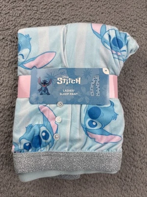 Disney Stitch Sleep Pants Womens Med Fleece Pajama Lounge Briefly Stated New - Image 1 of 4