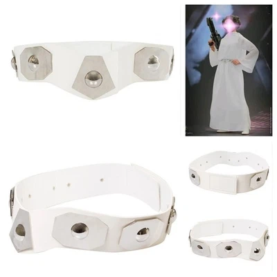 Princess Leia Belt Costume Leia Organa Star Cosplay Wars 皮革白色皮带 — 第 1/4 张图片