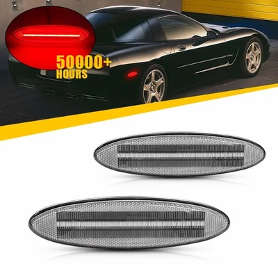 Para 1997-04 Chevrolet Corvette C5 luzes indicadoras laterais de LED vermelho para-choque traseiro 2 peças EO - Imagem 1 de 4