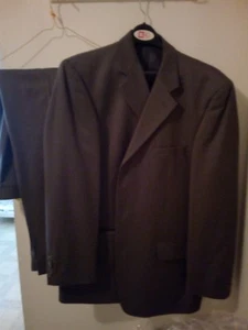 Linea Uomo Mens Suit 2 Piece 4 Button Solid Dark Green Sz 42 - Pants 36X32 - Picture 1 of 22