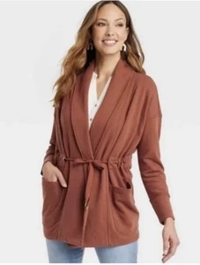 Women's Drape Front Jacket -Knox Rose Fiery Brown Size 1X - Picture 1 of 4
