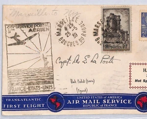 FRANCE Air Cover Pilot SIGNED *La Porte* 1939 TRANSATLANTIC Clipper FLIGHT YZ235 - Picture 1 of 12