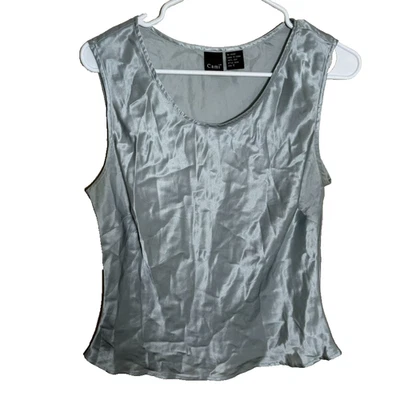 吊带背心女式 12 无袖 100% 真丝圆领衬衫轻便 — 第 1/4 张图片