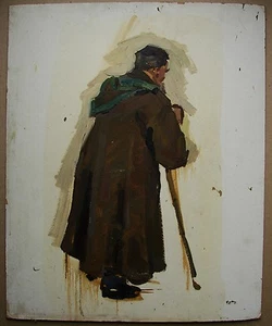 Ukrainian Soviet Oil Painting male figure realism sketch pilgrim man  - Picture 1 of 7