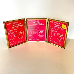 Vintage Empress Multi Photo Gold Frame Hinged Folding Picture Frames Set 4x5 - Picture 1 of 5
