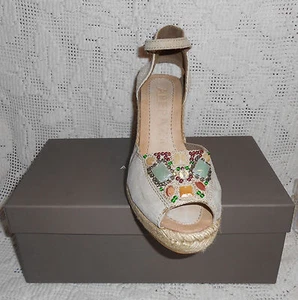 Apepazza "Gaia" womens shoes sandal wedge Heels suede leather beaded espadrilles - Picture 1 of 4