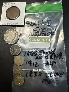 Sullied Six: Lot of Worn to OK US Coins w/ 1912 Silver Barber 1/2 MORE COBM-7818 - Picture 1 of 13
