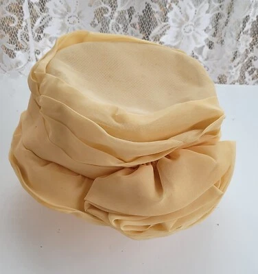 Vintage Women’s Beige Chiffon Hat - Cloche Style - Image 1 of 4