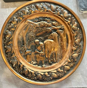 Placa colgante de pared vintage de cobre en relieve 12" - Imagen 1 de 2