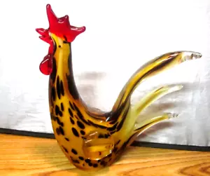 Vintage Art Glass Rooster Murano Style Figurine Paperweight 10". EUC - Picture 1 of 3