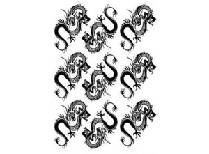 Chinese Dragon 9 pcs 1.75 Inch Black Fused Glass Decals - Picture 1 of 1