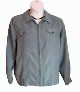 Zip Front MOLESKIN Sueded Jacket Size 16 XL Steel Blue Alfred Dunner Jean Jeans - Picture 1 of 7