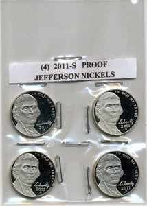  NICKELS JEFFERSON PROOF 2011-S (LOTE DE 4 MONEDAS)  - Imagen 1 de 2
