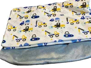 9S !WOW! LILA & JACK Construction Heavy Equipment Plush Velour Crib Baby Blanket - Picture 1 of 4