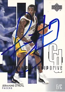 JERMAINE O'NEAL INDIANA PACERS SIGNED CARD HEAT GOLDEN STATE WARRIORS CELTICS - Picture 1 of 1