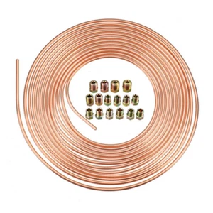 Copper Nickel Car Brake Line Tubing Kit 3/16" 25Ft 7.62m Coil Rolls With Fitting - Picture 1 of 10