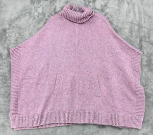 J Crew Sweater Womens M Relaxed Turtleneck Poncho Merino Wool Alpaca Blend Cozy - Picture 1 of 11