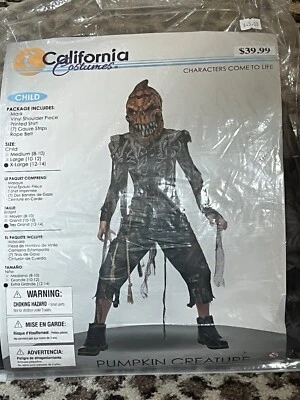 Scary Pumpkin Creature Halloween Costume Child XL 12-14 New in Package - Image 1 of 3