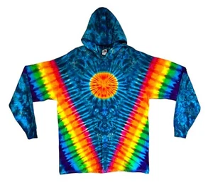 TIE DYE Hoodie Sun & Blue Moon V Blotter Long Sleeve T Shirt Sm Med Lg XL 2X 3X - Picture 1 of 1