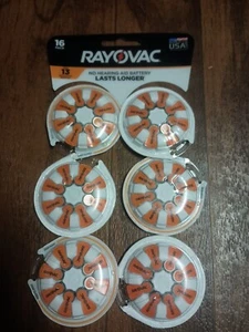 6 Pack Rayovac Size 13 Hearing Aid Batteries, - 48 Total - Picture 1 of 5