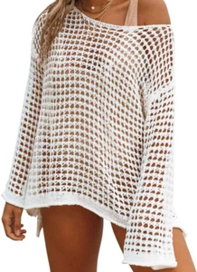 Crochet Cover Ups for Women Sexy Hollow Out Swim Cover up Knit Summer Outfits - Picture 1 of 5