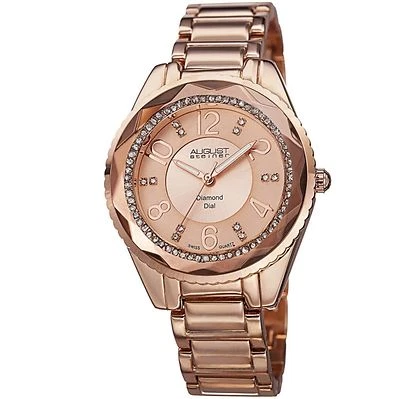 NEW August Steiner AS8122RG Rose Gold-Tone Womens Watch Crystal Bezel diamond - Image 1 of 4