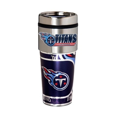 Tennessee Titans 16oz Stainless Steel NFL Travel Mug with Embossed Logo Cover