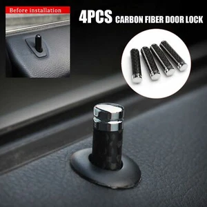 Carbon Door Lock Stick Pin Cap Cover Trim Fit For BMW Mercedes Benz Universal - Picture 1 of 8
