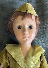 Vintage PETER PAN Doll w Green Fabric Outfit Excellent Condition 50's!