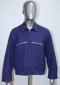 Vintage 1960s Indigo Blend Cotton Cyclist Zipped Jacket Size M Made in France - Picture 1 of 9