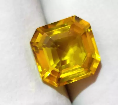 AAA+Natural Montana Yellow Sapphire Certified Asscher Cut 7.75 Ct Loose Gemstone - Image 1 of 4