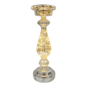 Glass 34cm Taper Stick LED Candle Holder Home Decorative Stand Display Champagne - Picture 1 of 2