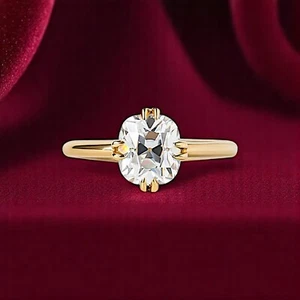 Anillo de diamantes talla mina antigua talla cojín de 2,00 quilates IGI GIA laboratorio cultivado oro amarillo de 14 quilates - Imagen 1 de 10