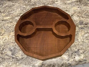 Bandeja para servir madera vintage hecha a mano John D Deans compartimento laterales soporte para bebidas - Imagen 1 de 9