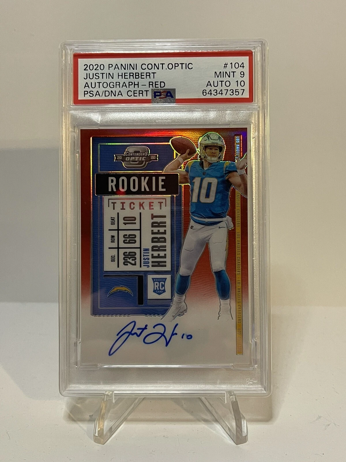 Justin Herbert 2020 Contenders Optic #104 Rookie Ticket Auto Justin Herbert 2020 Contenders Optic #104 Rookie Ticket Auto