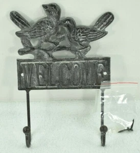 Gusseisen Vögel / Willkommen mit Haken / Aufhänger rustikal / verwitterter Stil - Bild 1 von 4