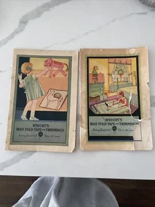 set of 2 Wright's Bias Fold Tape & Trimmings Sewing Book 1930s No 23,22, - Picture 1 of 7