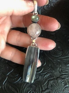 Old Southwest Sleek Sexy Smoky Opal Dangle Totem Artisan Pendant 4" - Picture 1 of 4