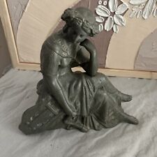 Antique Muse W lyres CLOCK TOPPER LADY and HARP Statue 9”